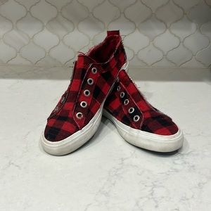 Red and Black Plaid Blowfish Size 7.5 Slip- on Sneaker